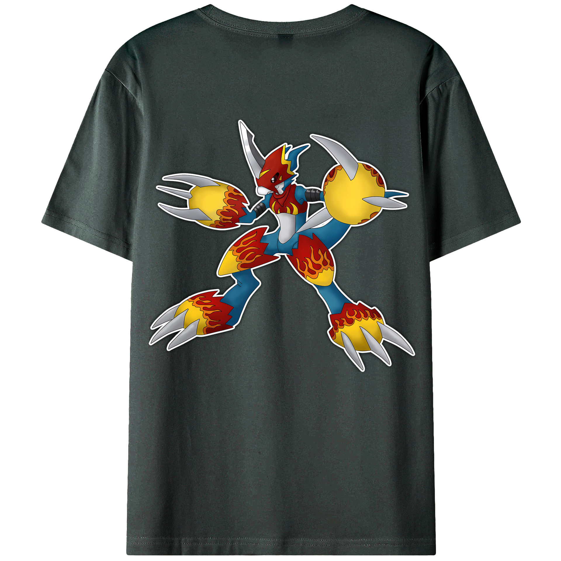 （画像用） Digimon デジタルモンスター/デジモン 綿100％ メンズ半袖Tシャツ（バックプリント） 通気性